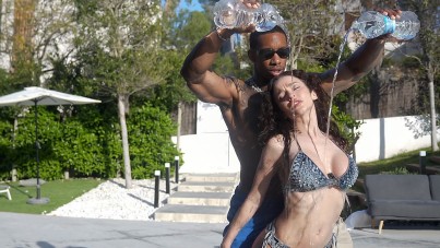 Slutty Latina Geisha-Kyd Takes Massive BBC Outdoors in Wild Hairy Fuck Session
