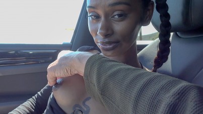 Ebony Beauty Fae Love's Steamy Car Fingering Session