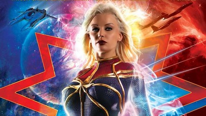 Superhero Threesome: Blonde Bombshells and Shemale Captain in Uniform