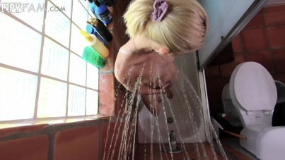Sneaky Peek: Blonde Teen Jessie Saint's Shaved Surprise in the Shower
