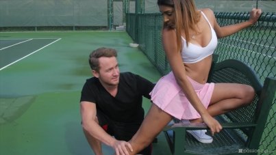 Latina Tennis Tease: Katalina Mills' Small Tits and Big Dick Delight