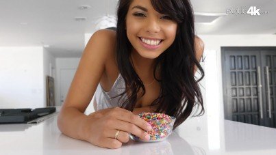 Tattooed Teen Latina Gets a Creampie Surprise