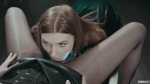 Lesbian Lovers Explore Deep Pleasures with Strapless Dildo
