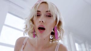 Sky Pierce's Sensual Solo: Blonde Beauty Explores Pink World with Fingering Delight