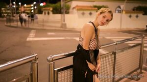 Busty Mila's Daring Solo Adventure on a Public Street
