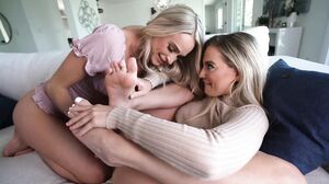 Blake Blossom and Emma Hix's Sensual Surprise: A Lesbian Footjob Fantasy