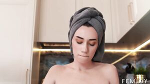 Brunette Beauty's Solo Morning Pleasure: Intimate Breakfast Masturbation