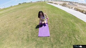 Petite Teen Kimmy Kimm's Intense Park Workout Turns Hardcore