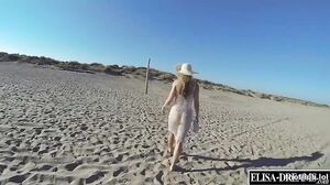 Beach Babe's Public Pleasure: A Sunny Outdoor Encounter