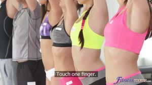 Fit Busty Asian Lesbians' Steamy Workout with Pussy Licking and Masturbation