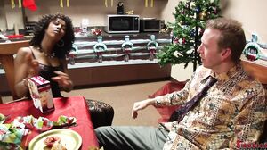 Ebony Office Holiday Party Hardcore Hookup with Small Tits Temptress