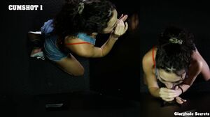 Third Glory Hole Adventure: Satine's Intense POV Blowjob and Cumshot Frenzy