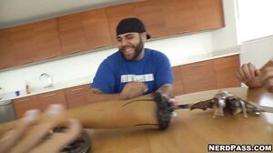 Busty Brunette's Hardcore Ass Delivery Pound