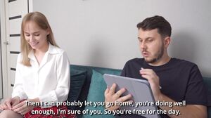 Naughty Blonde Schoolgirl Begs Teacher for Deep Throat Blowjob Lesson