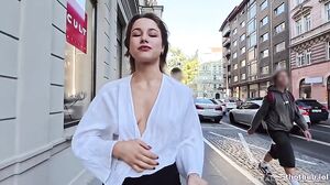 Cassandra's Daring Outdoor Selfie Stroll in Public