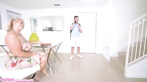 Busty Blonde MILF Lila Devours Young Stud's Massive BWC After Tough Day