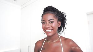 Stunning Brazilian Ebony Bombshell with Perfect Breasts Takes on 3 Monster Cocks in Wild DAP Gangbang, Twerking and ATM Action