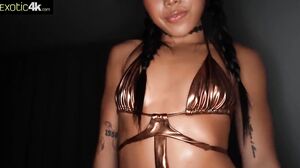 Oiled Up Asian Babe Stretches For A Massive Cock
