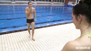 Busty Babe Gives Sloppy Poolside Blowjob Before Getting Pounded Hard
