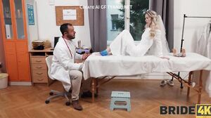 Russian Blonde Bombshell Gets Tag-Teamed by Two Doctors in a Steamy Hospital Threesome