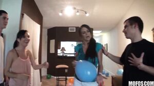 Petite College Brunette Gets Wild at the Party