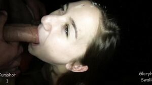 Tiny Brunette Sucks and Swallows Every Drop