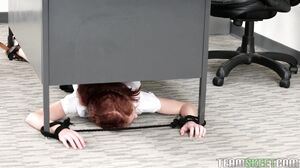 Busty Blonde Secretary Gives Sloppy Blowjob Under the Office Desk