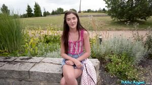Tiny Petite Beauty Flashes Her Small Tits in Risky Public Outdoor POV