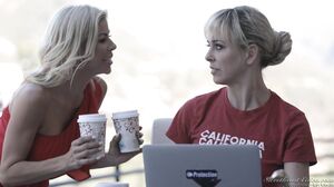 Blonde Bombshells Get Steamy in a Sensual Massage Turned Lesbian Orgy