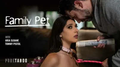 Family Pet: Brunette Teen Aria Sloane's Deepthroat and Cumshot Adventure