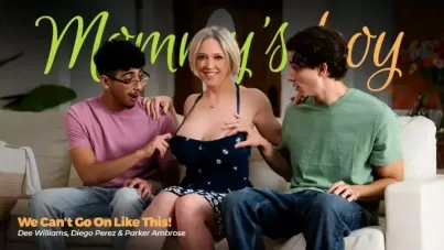 Blonde MILF StepMom Dee Williams' Intense Threesome with Deepthroat, Titjob and Doggystyle