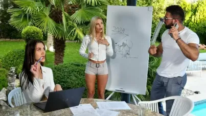 Summer Seminar Ignites Steamy FFM Threesome with Anal, Rimming, and Double Penetration