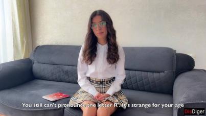 Stuttering Amateur Beauty Seeks Speech Therapy and Ends Up Begging for Intense Anal and Blowjob Action