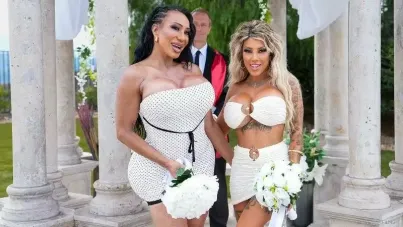 Oiled Latina MILF and Busty Asian Blonde Scissor and Worship Massive Fake Tits