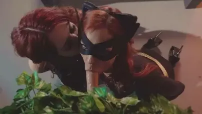 Gotham Girls Threesome: Redhead Lesbians in Steamy Cosplay Action