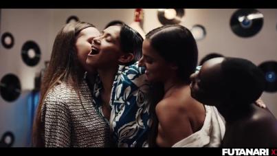 Black Babe Futa Orgy Foursome: Cute Lesbians Lick and Squirt Wildly