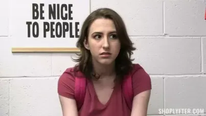 Teen Shoplifter's Intense Interrogation Ends in Deepthroat Facial and Tit Cumshot