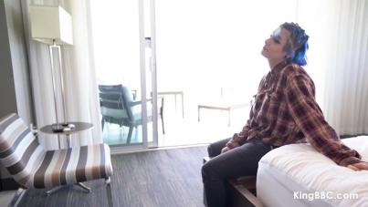 Blue-Haired Xoe Grim Takes Massive BBC in Intense Interracial Pounding