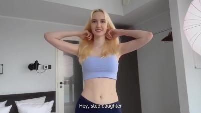 Blonde Pretty Stepdaughter's Intense Hardcore Ride with Cum on Ass