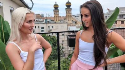 Blonde and Brunette Bombshells Team Up for a Steamy Group Encounter