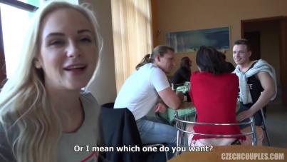 Czech Blonde MILF Hotwife Shares Her Man in Wild Threesome Pickup