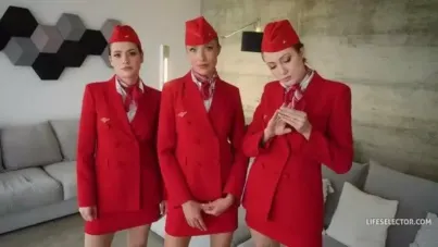Bratty Stewardesses Take Control in Steamy Threesome Action