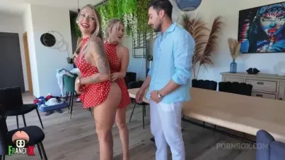 Wild Blonde Twins Tease and Dominate with Their Feet in a Steamy Threesome